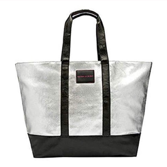 Victoria's Secret Handbags - Victoria's Secret Silver and Black Tote Bag